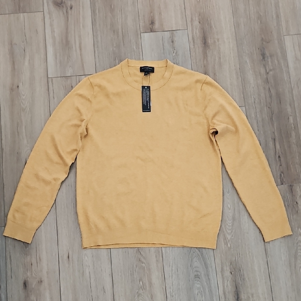 Banana Republic Men's Mustard Sweater Premium Luxe Yarn Size Large.